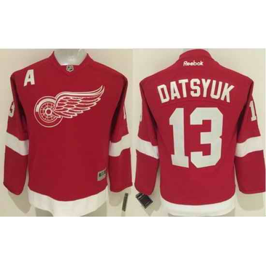 Red Wings #13 Pavel Datsyuk Red Stitched Youth NHL Jersey II